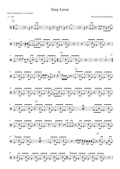 Easy Lover (arr. Drum Transcription: Leo Alvarado)