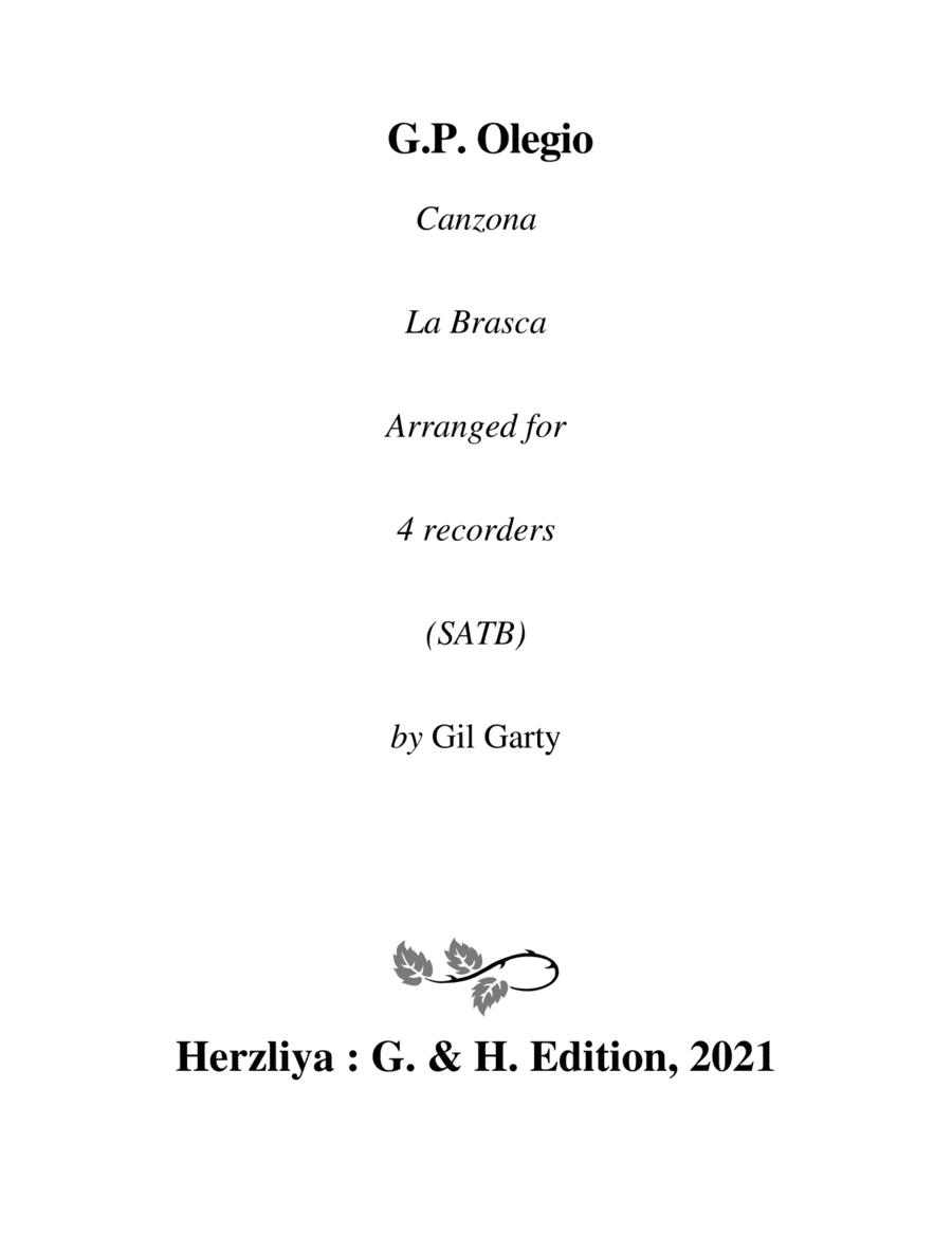 Canzona no.14 "La Brasca" (Arrangement for 4 recorders) (arr. Gil Garty)