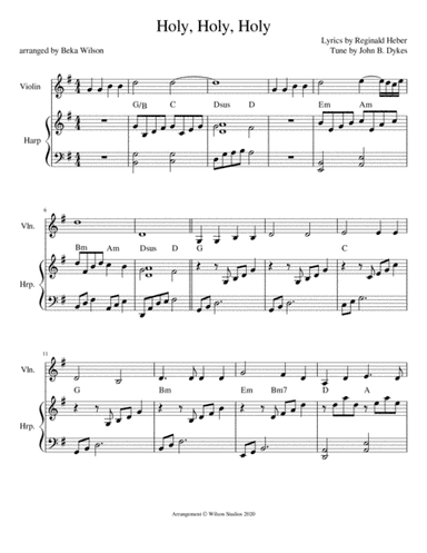 Holy, Holy, Holy--harp/violin duet (arr. Beka Wilson)