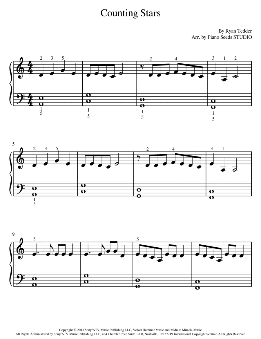 Counting Stars (arr. Piano Seeds STUDIO)