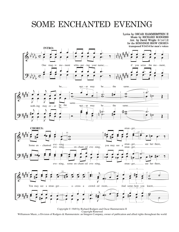 Some Enchanted Evening (arr. David Wright)