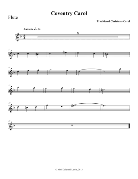 Coventry Carol: flute/piano (arr. Meri Dolevski)