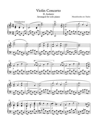 II. Andante (Mendelssohn Violin Concerto) (arr. Paul Taylor)