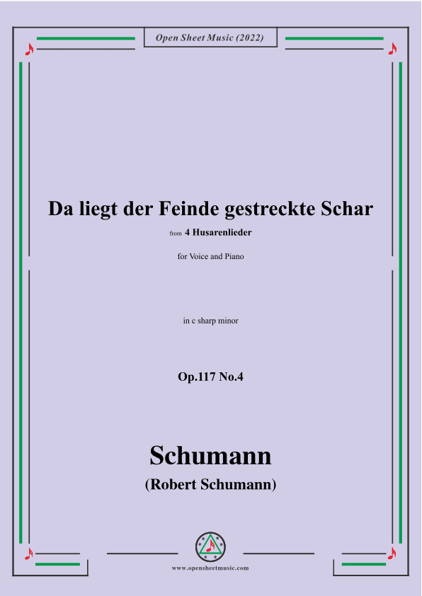 Schumann-Da liegt der Feinde gestreckte Schar,Op.117 No.4,in c sharp minor (arr. OSM Press)