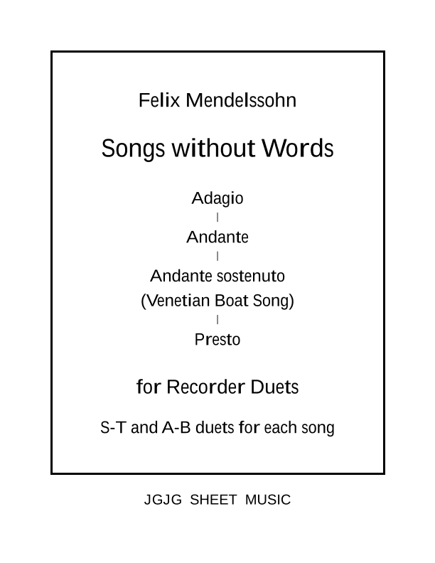 Four Songs Without Words for Recorder Duets (arr. James Grush)