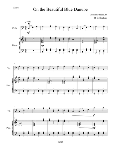 The Blue Danube (Cello Solo with Piano Accompaniment) (arr. B. C. Dockery)