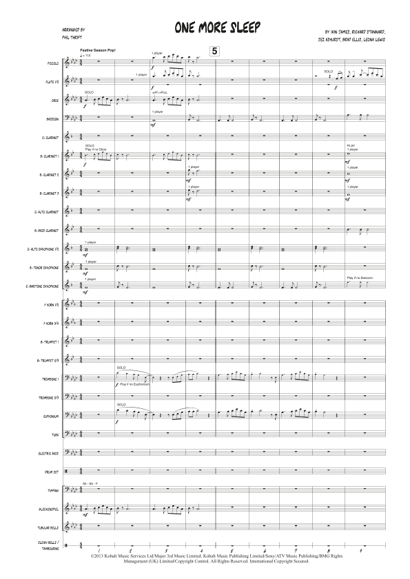 One More Sleep (arr. Phil Thrift)