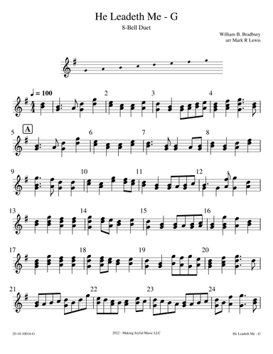 He Leadeth Me - 8 Bell Ensemble - G major (arr. Mark R Lewis)