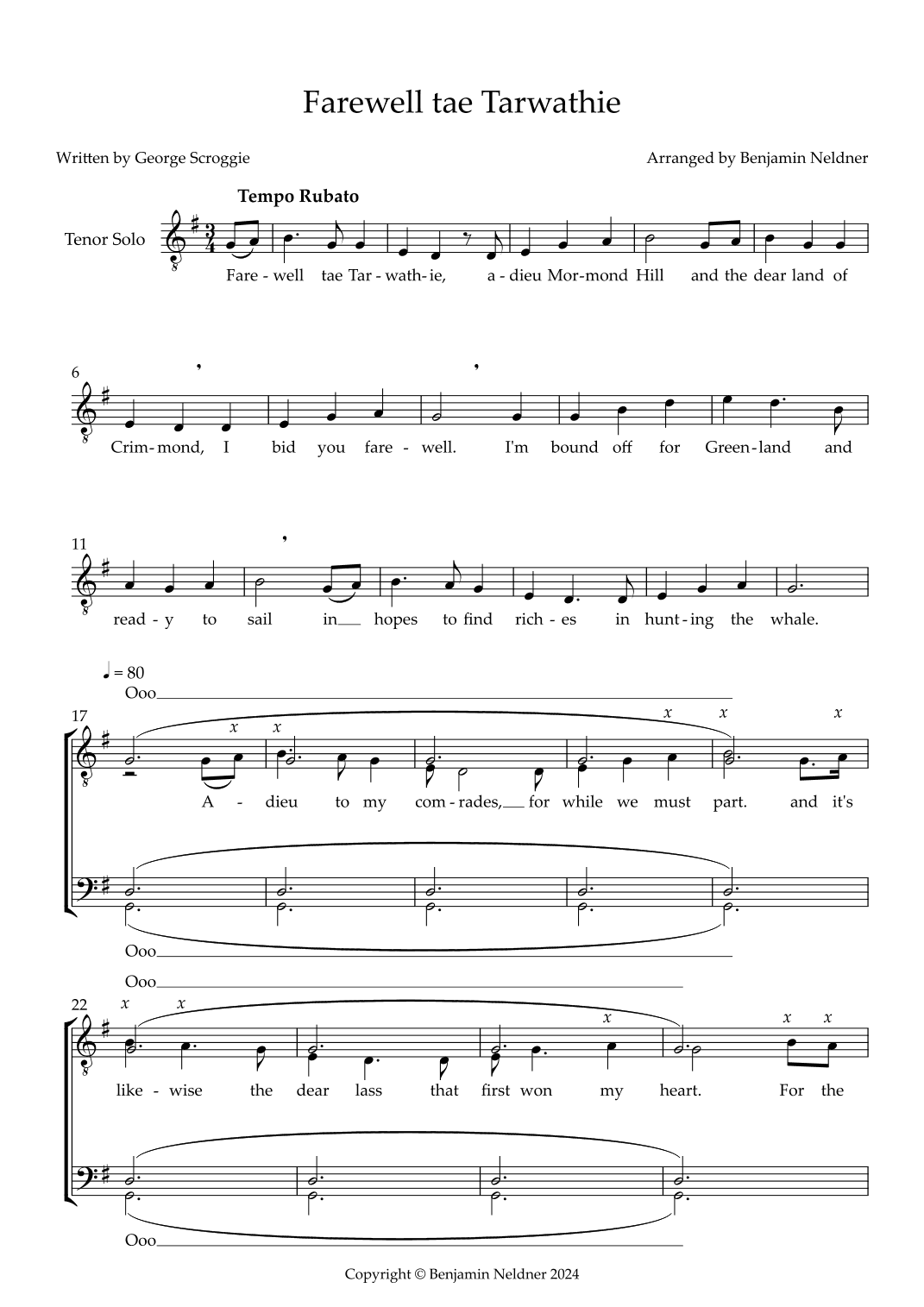 Farewell tae Tarwathie (arr. Benjamin Neldner)