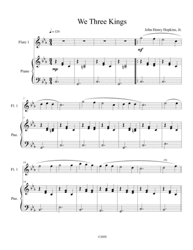 We Three Kings (flute solo) with optional piano accompaniment (arr. B C Dockery)