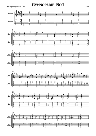 Gymnopedie No.1 - Ukulele (arr. Uke of Carl)