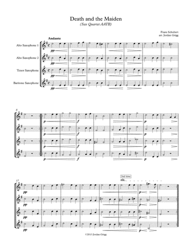 Death and the Maiden (Sax Quartet AATB) (arr. Jordan Grigg)
