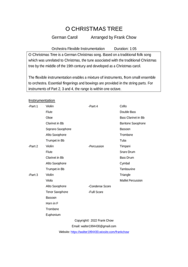 O Christmas Tree (arr. Frank Chow)