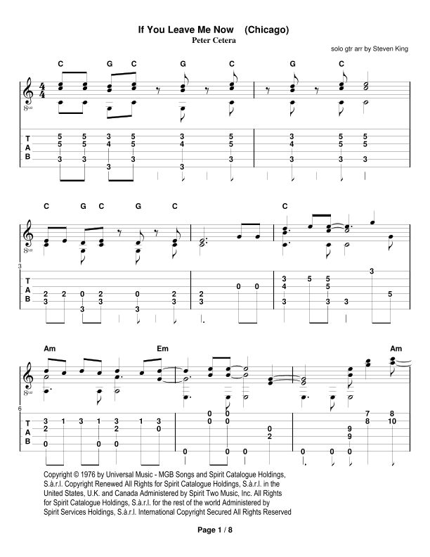 If You Leave Me Now (arr. Steven King)