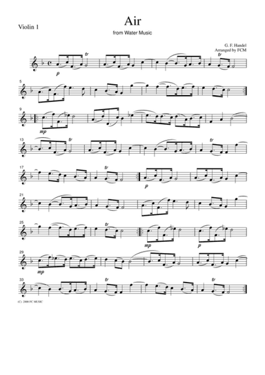 Handel  Aria from Water Music, for string quartet, CH105 (arr. FCMUSIC)