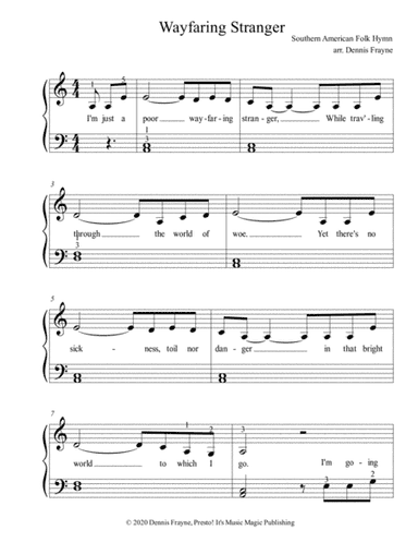 Wayfaring Stranger (standard notation) (arr. Presto! It's Music Magic Publishing)