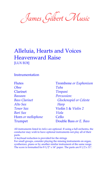 Alleluia, Hearts And Voices Heavenward Raise (arr. James Gilbert)