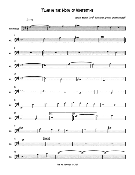 'Twas in the Moon of Wintertime (cello) (arr. Robert Alan Rife)