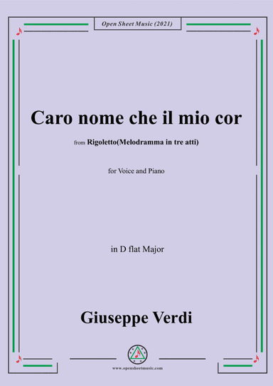 Verdi-Caro nome che il mio cor,in D flat Major (arr. Open Cloud)