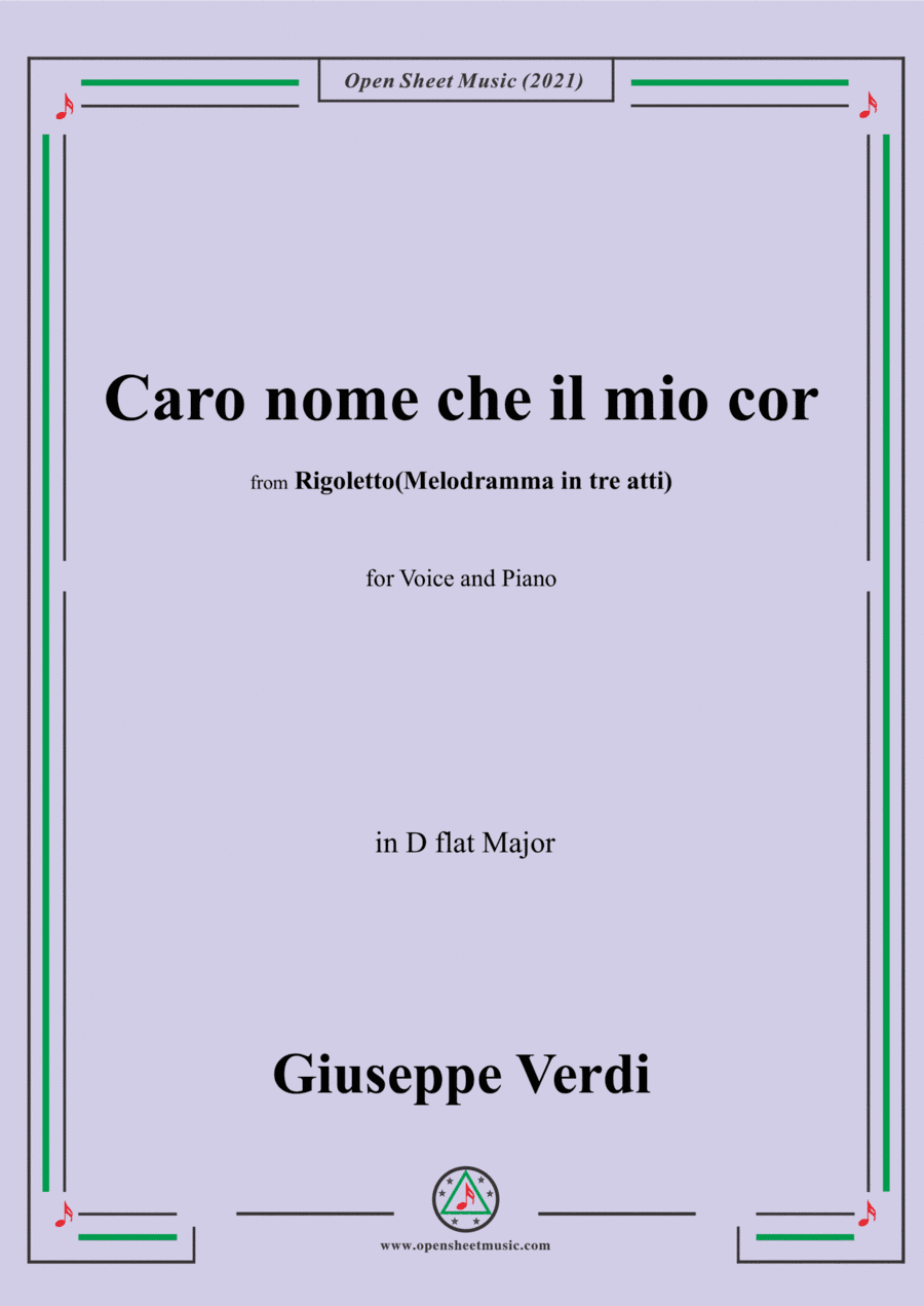 Verdi-Caro nome che il mio cor,in D flat Major (arr. Open Cloud)