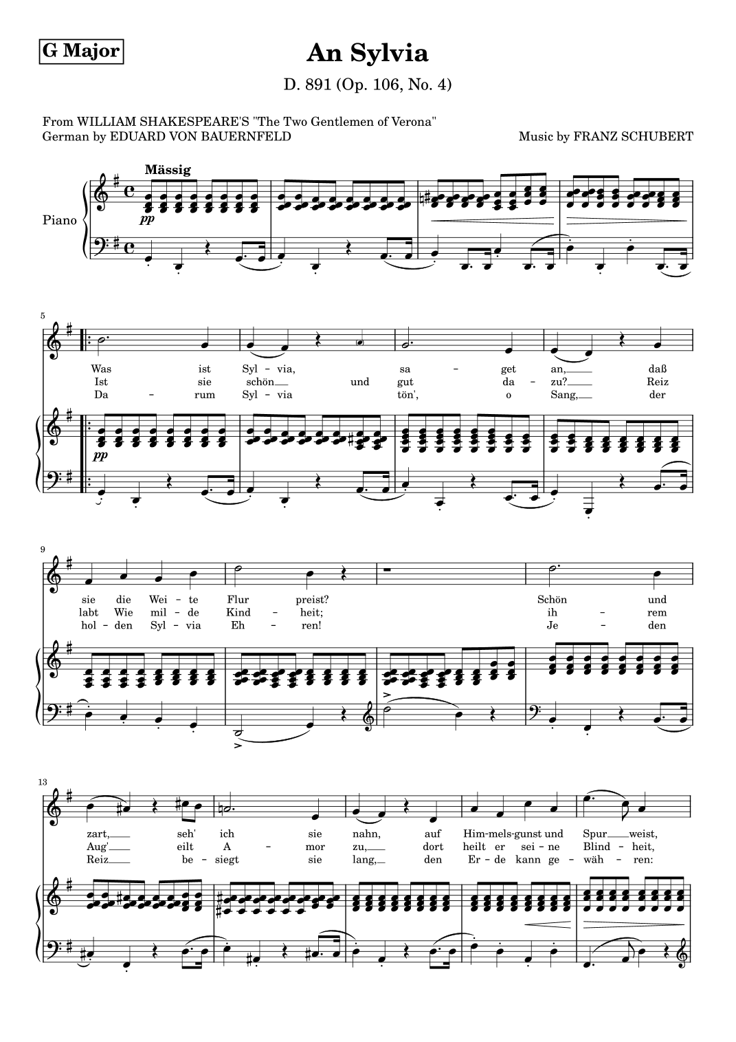 An Sylvia in G major (arr. Mezame Ltd)