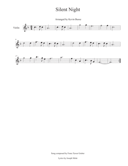 Silent Night - Violin (arr. Kevin Busse)