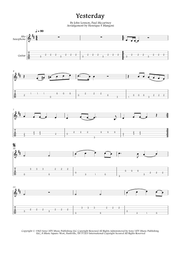 Yesterday (arr. Henrique F Mangoni)