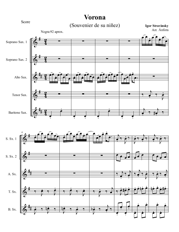 Vorona (The rook), From 3 song (Recollections of my chilhood) (arr. Anfora (Maximiliano Schonfeld))