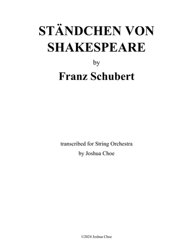 Ständchen von Shakespeare, D.889 (Advanced Version, B-Flat Major) (arr. Joshua Choe)
