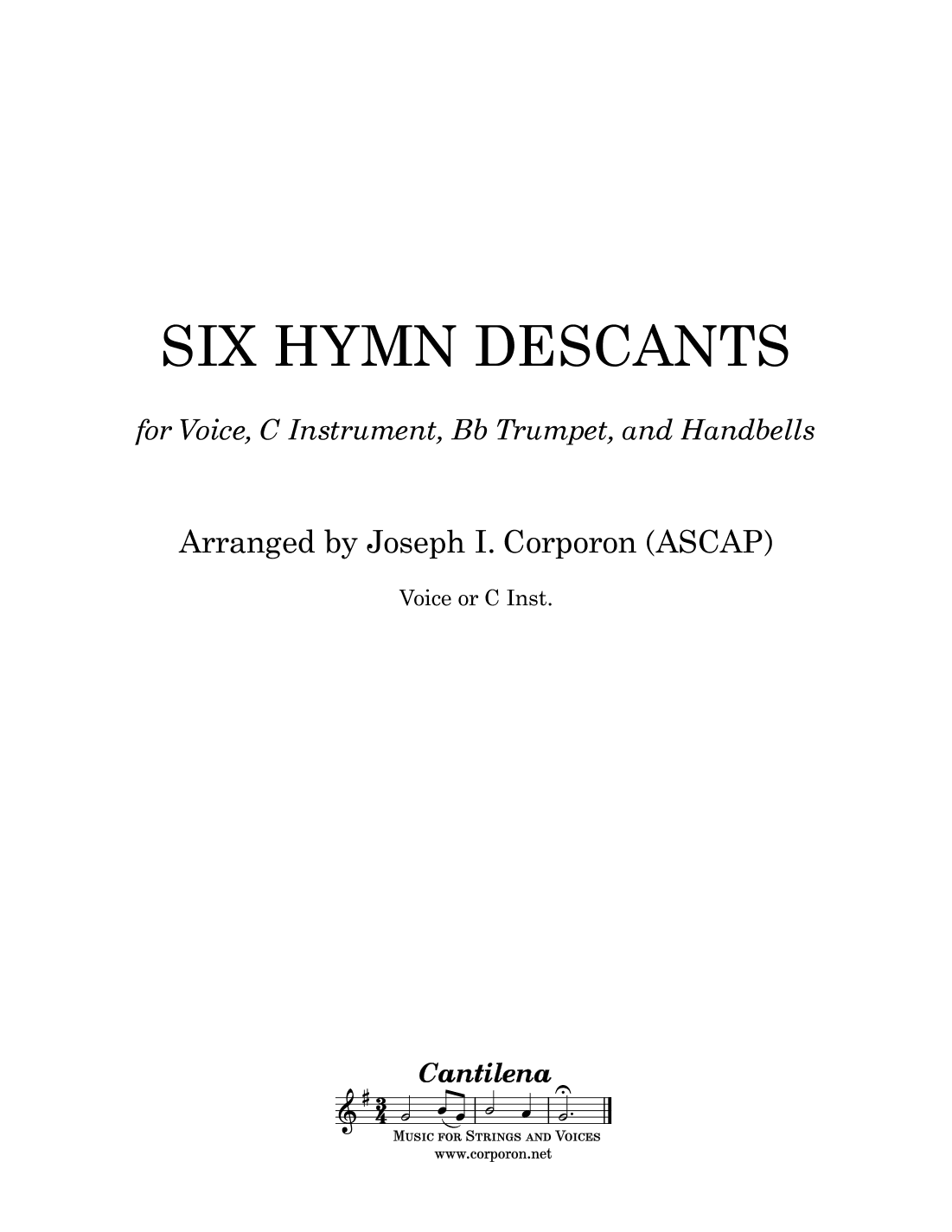 Six Hymn Descants (arr. Joseph I. Corporon (ASCAP))