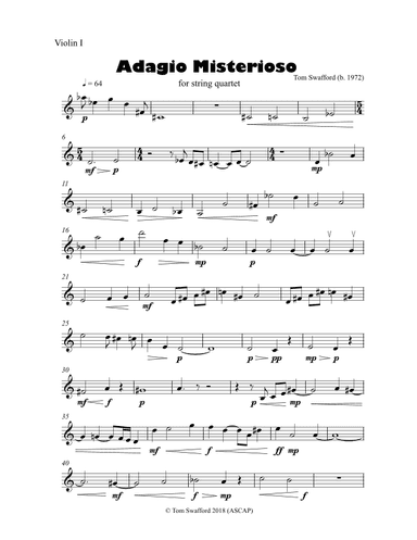 Adagio Misterioso for string quartet (parts)