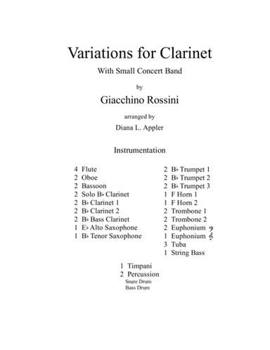 Variations for Clarinet (arr. Diana L. Appler)