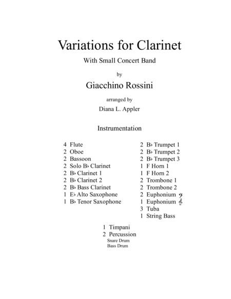Variations for Clarinet (arr. Diana L. Appler)