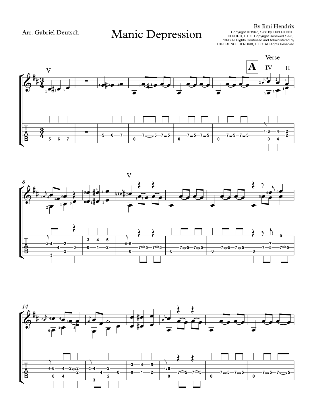 Manic Depression (arr. Gabriel Deutsch)