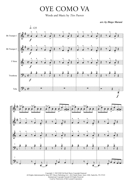 Oye Como Va (arr. Diego Marani)