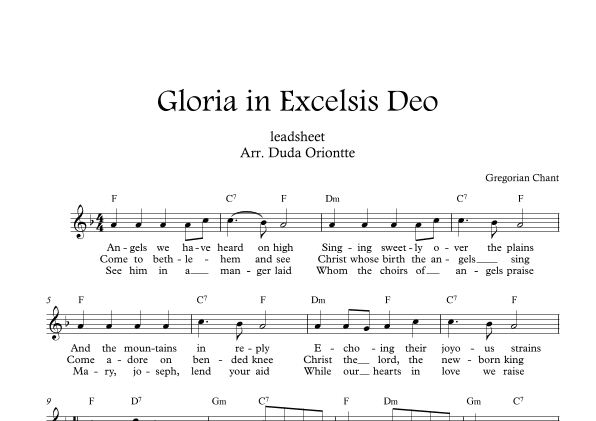 Gloria in excelsis Deo (F major - with lyrics) (arr. Duda Oriontte)