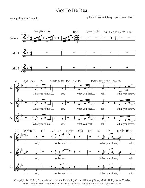 Got To Be Real (arr. Matt Lammin)