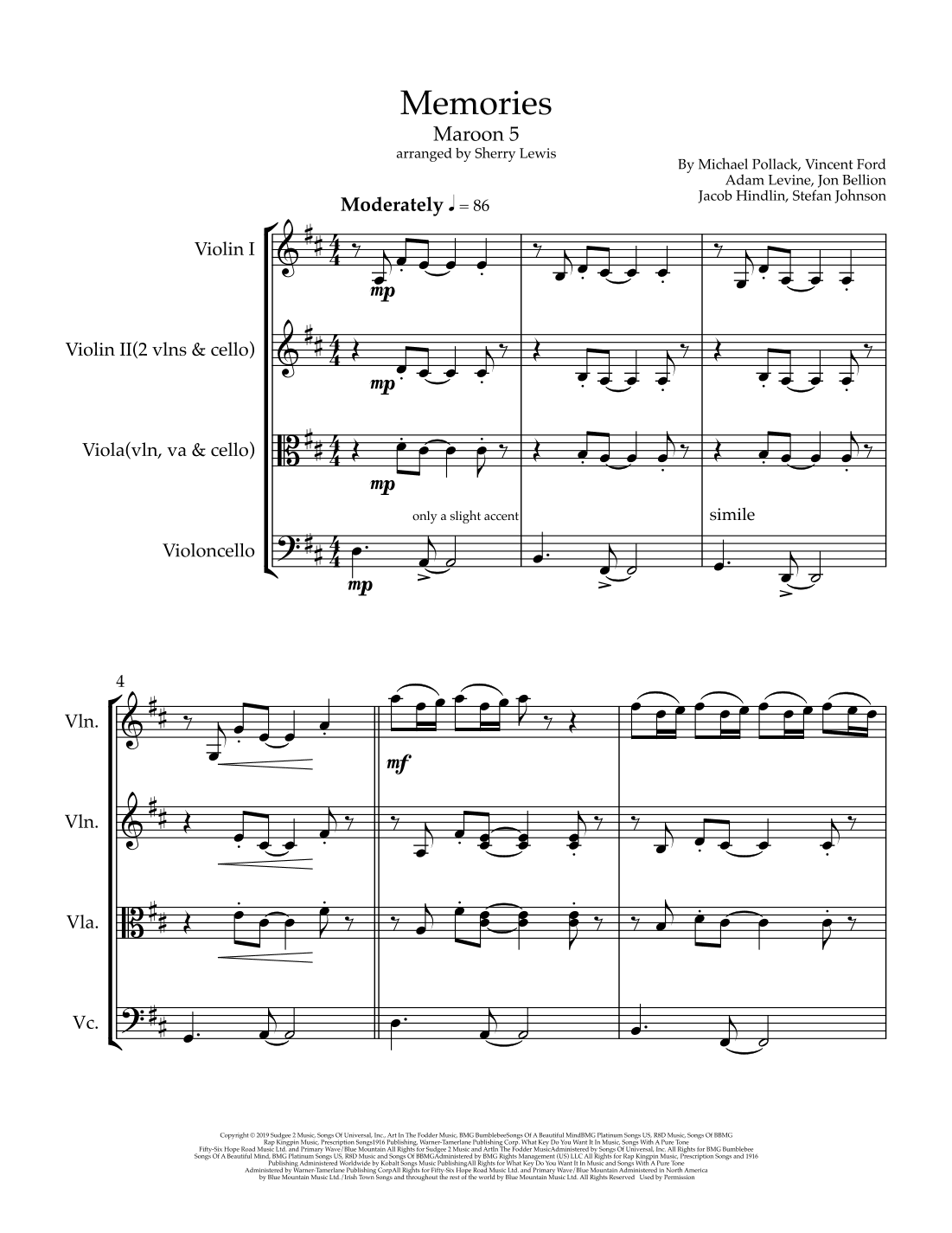 Memories (arr. Sherry Lewis)