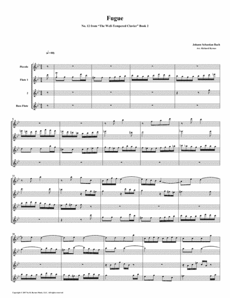 Fugue 13 from Well-Tempered Clavier, Book 1 (Flute Quartet) (arr. Richard Byrnes)