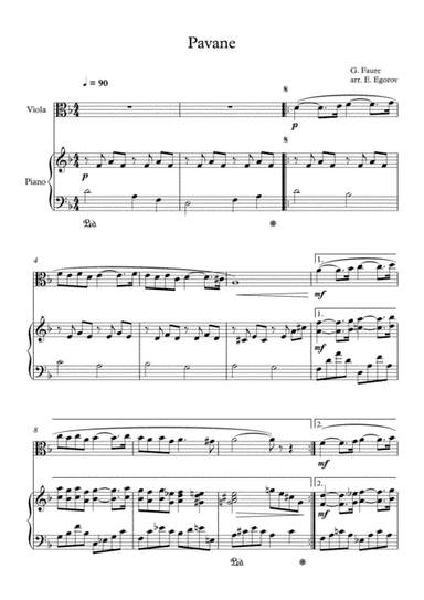 Pavane, Gabriel Faure, For Viola & Piano (arr. Eugene Egorov)