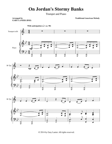 ON JORDAN'S STORMY BANKS (Bb Trumpet Piano and Trp Prt (arr. Gary Lanier)