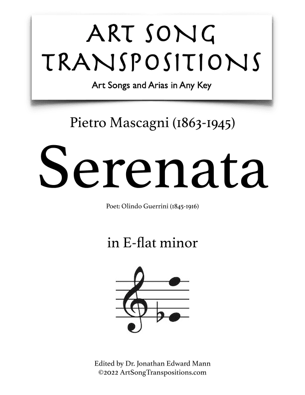 MASCAGNI: Serenata (transposed to E-flat minor) (arr. ArtSongTranspositions.com)