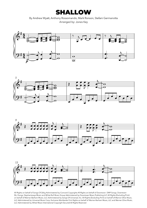 Shallow (arr. By: Jones Key)