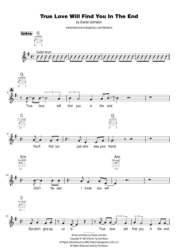 True Love Will Find You In The End (arr. Luke Mendoza)