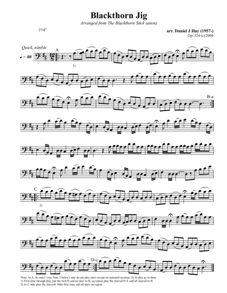 Blackthorn Jig (Opus 324) (Bass Solo) (arr. Daniel Hay)