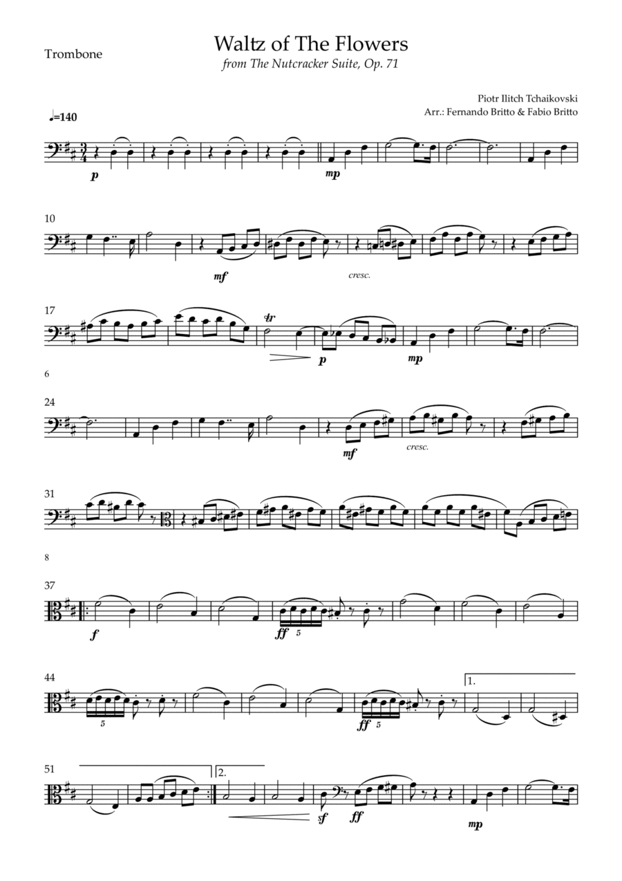 Waltz of The Flowers - from Nutcracker (P. I. Tchaikovsky) for Trombone Solo (arr. Fabio Britto)