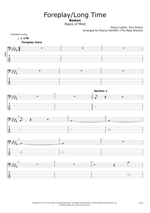 Foreplay/long Time (arr. The Bass Diaries)