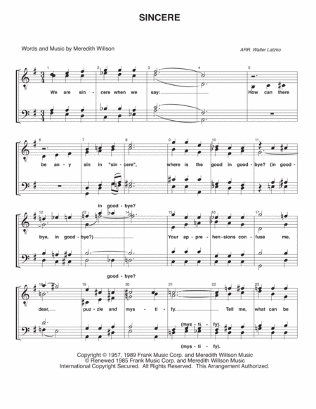 Sincere (arr. Walter Latzko)