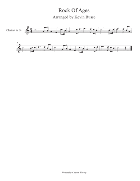 Rock Of Ages (Easy key of C) - Clarinet (arr. Kevin Busse)