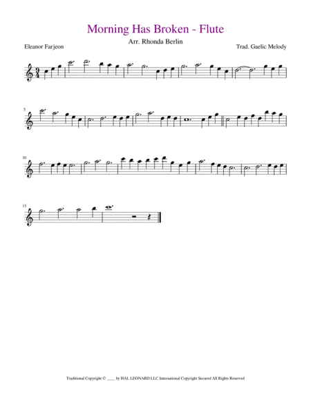 Morning Has Broken (arr. Rhonda Berlin)